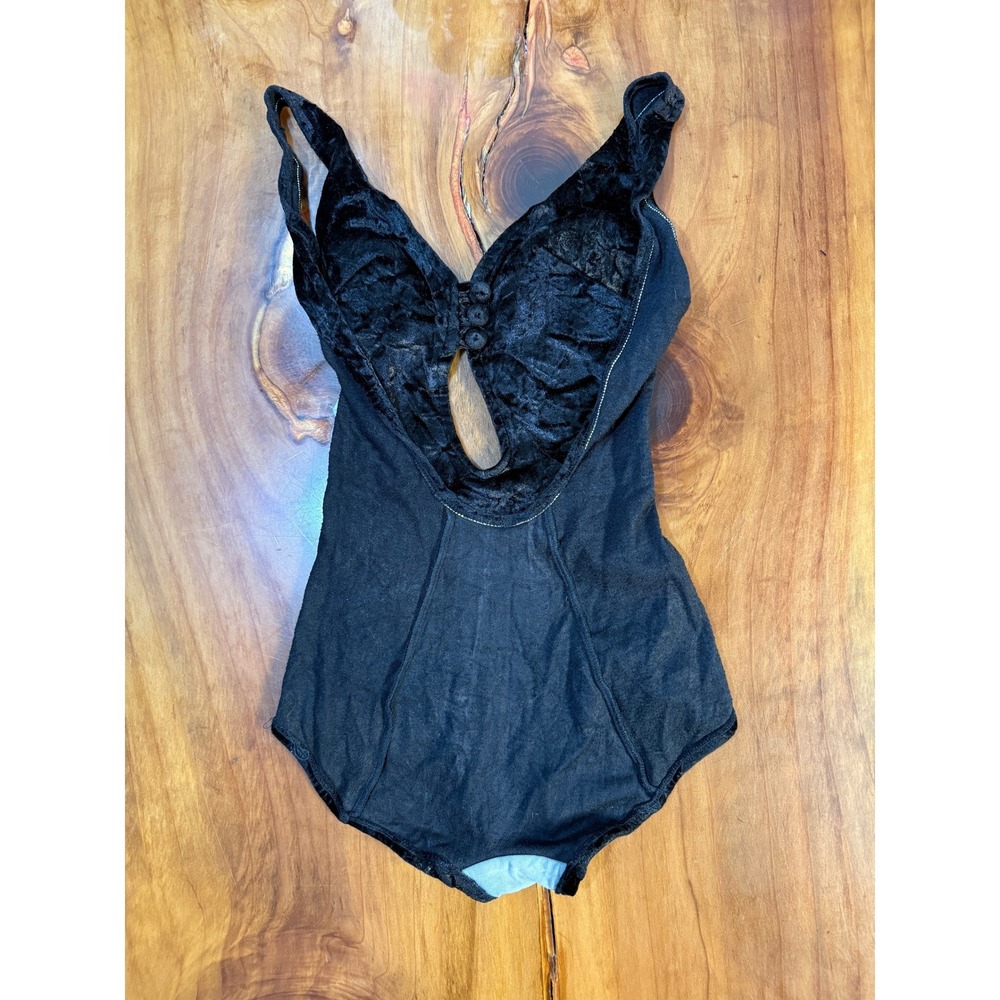 Vintage 60s 70s 1 Piece Swimsuit 9/10 Robby Fashions Beach Velour Keyhole Swim - Picture 11 of 11